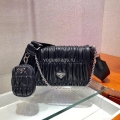 Prada 1BD289 Gaufre Nappa Leather Shoulder Bag Black