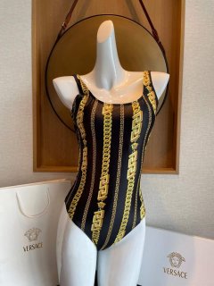 Versace Chain Pinstripe One-Piece Swimsuit 1001409