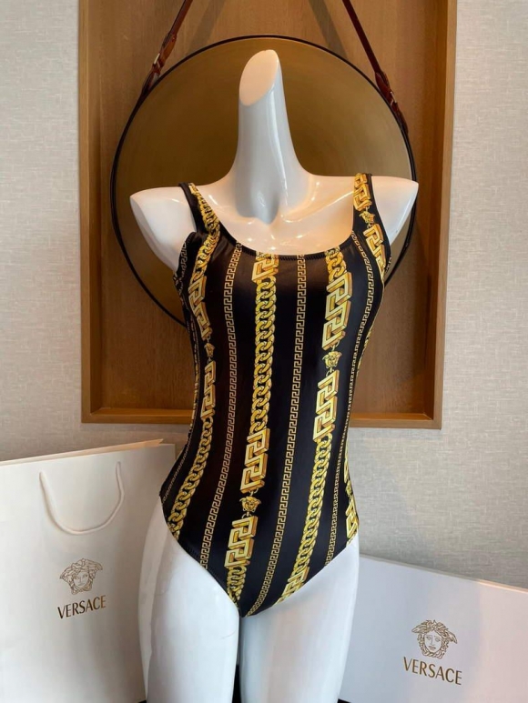 Versace Chain Pinstripe One-Piece Swimsuit 1001409