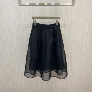 Dior 221J37 Flared Skirt in Black Tulle Tech
