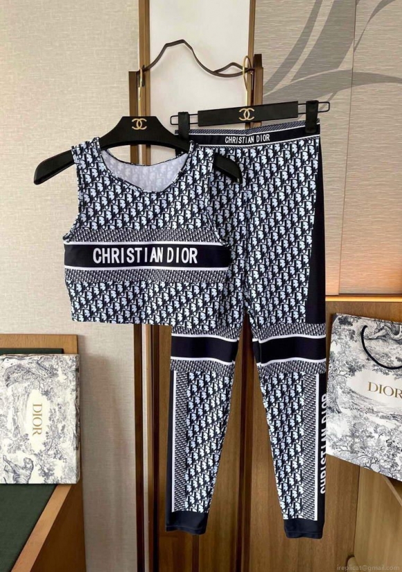 Dior 117P24 Fitness Yoga Clothing Sports Suit Blue