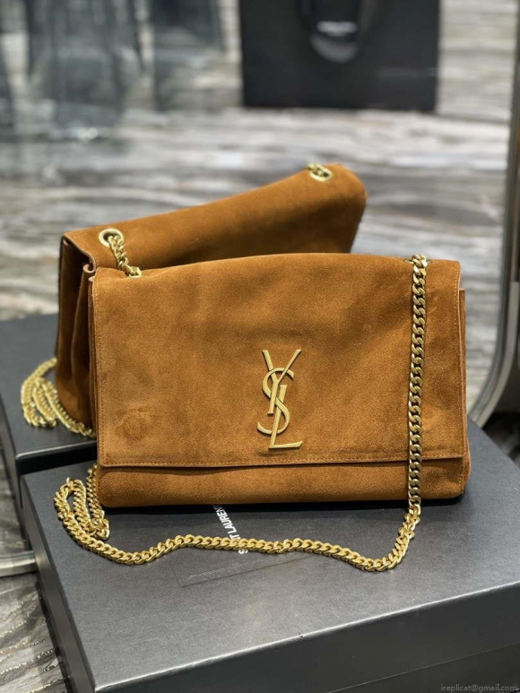 YSL 553804 Saint Laurent Reversible Medium Kate in Suede Brown