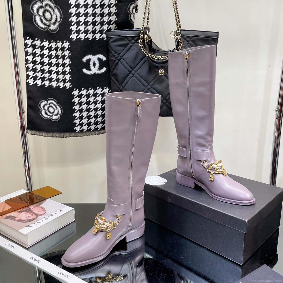 Chanel Women’s Shoes Classcal Chain High Boots G38821