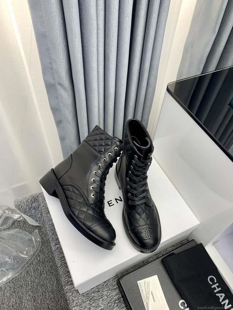 Chanel Women’s Shoes G39162 Y55902 94305 Ankle Boots Lace-Ups 189735