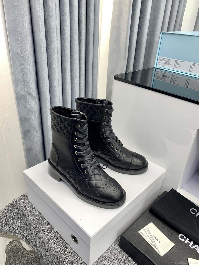 Chanel Women’s Shoes G39162 Y55902 94305 Ankle Boots Lace-Ups 189735