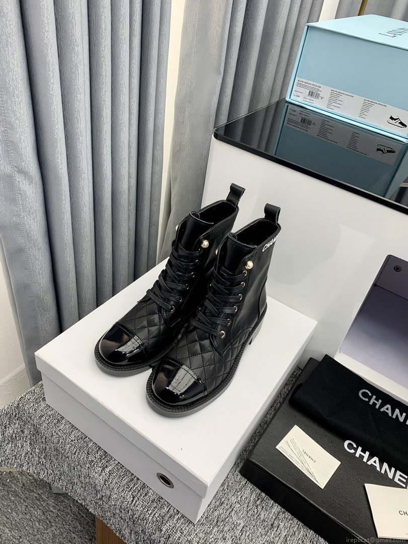 Chanel Women’s Shoes G39162 Y55902 94305 Ankle Boots Lace-Ups 189734