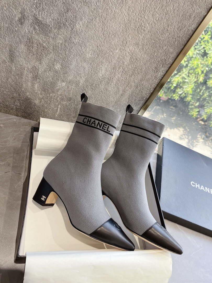 Chanel Women’s Shoes Elastic Knitting Ankle Boots 193735