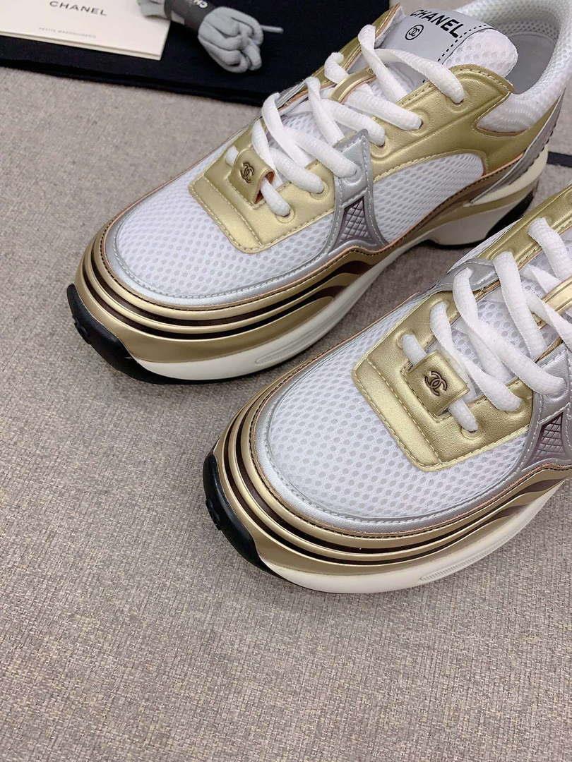 Chanel Women’s Sneaker G45077 Designer Trainers Fabric Laminated C90101