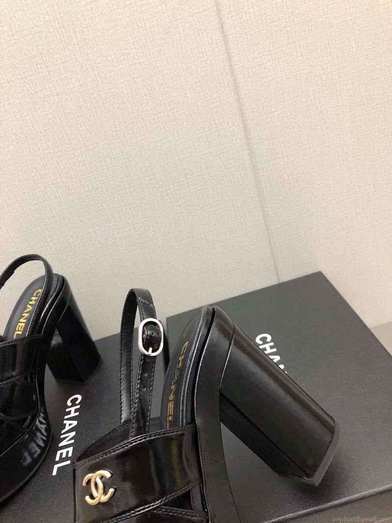 Chanel G45016 Patent Crumpled Lambskin Sandals C88320