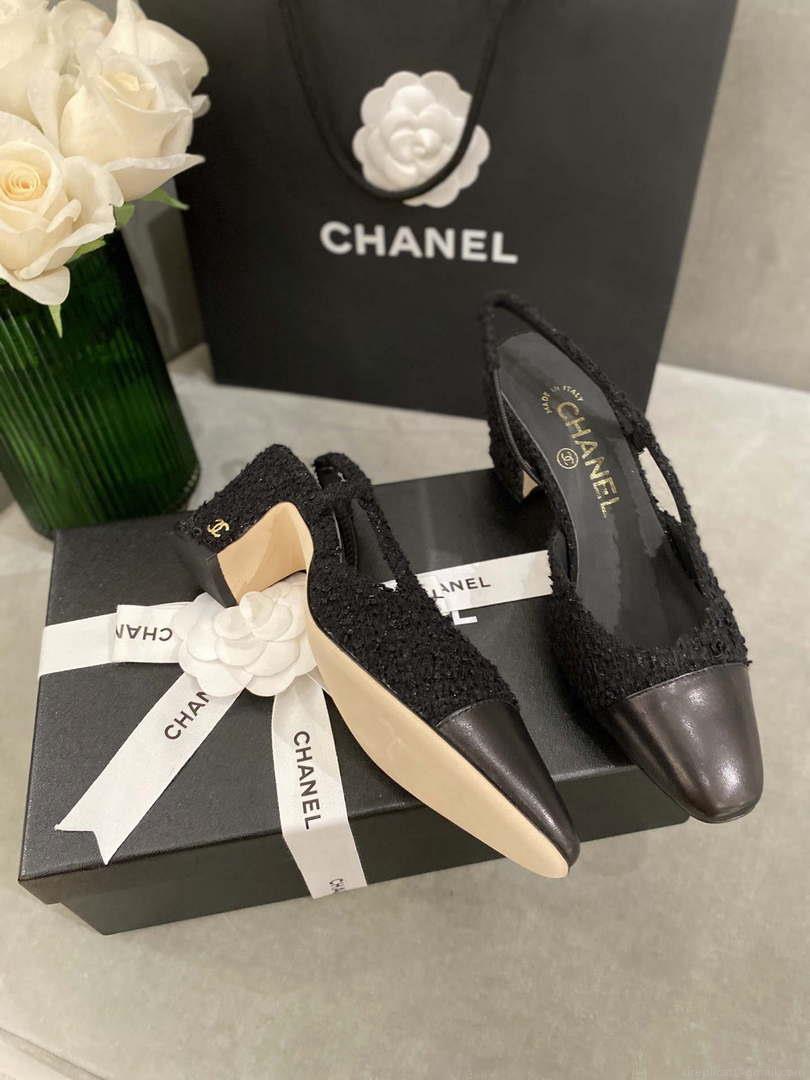 Chanel Women’s G31318 Slingbacks Goatskin Grosgrain Sandals Shoes C91004