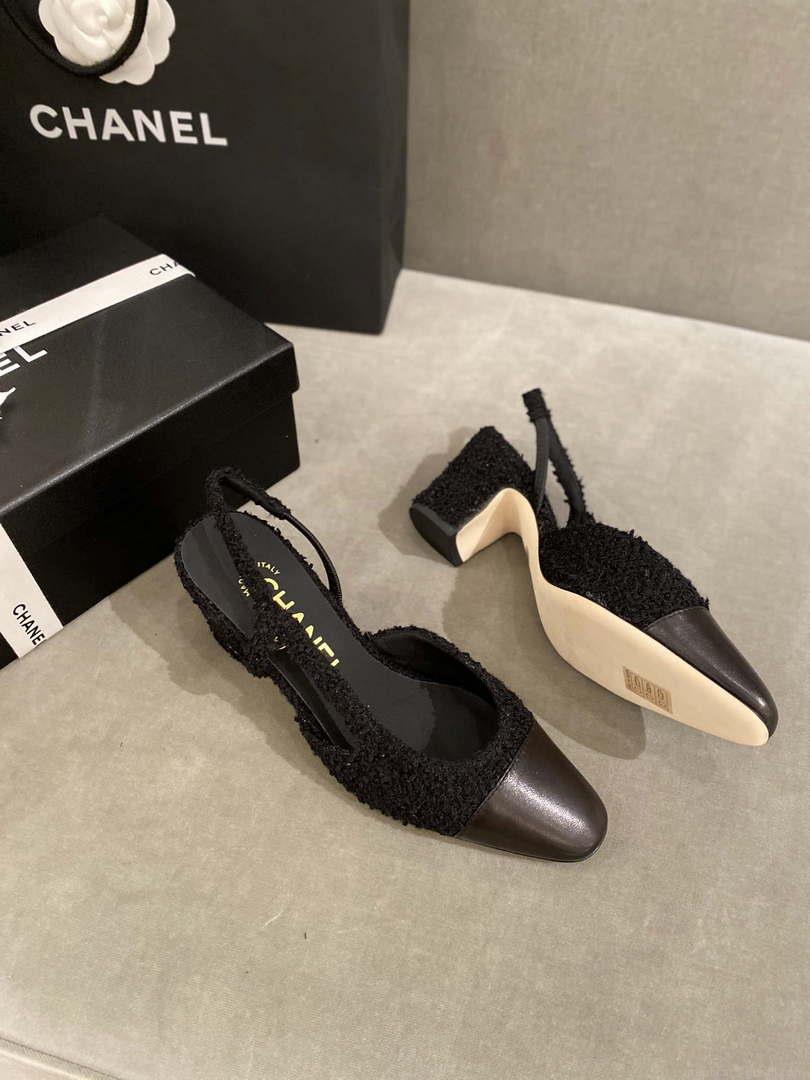Chanel Women’s G31318 Slingbacks Goatskin Grosgrain Sandals Shoes C91004