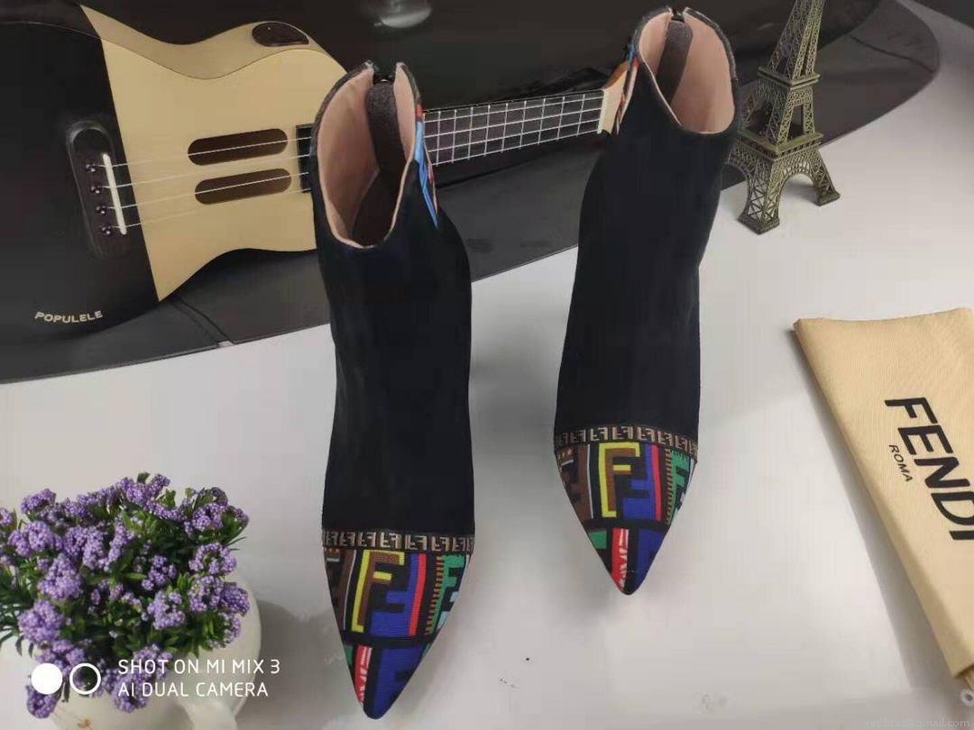 Fendi Boots Designger Fendi Short Shoes Women 81902 Black and Mutlicolor