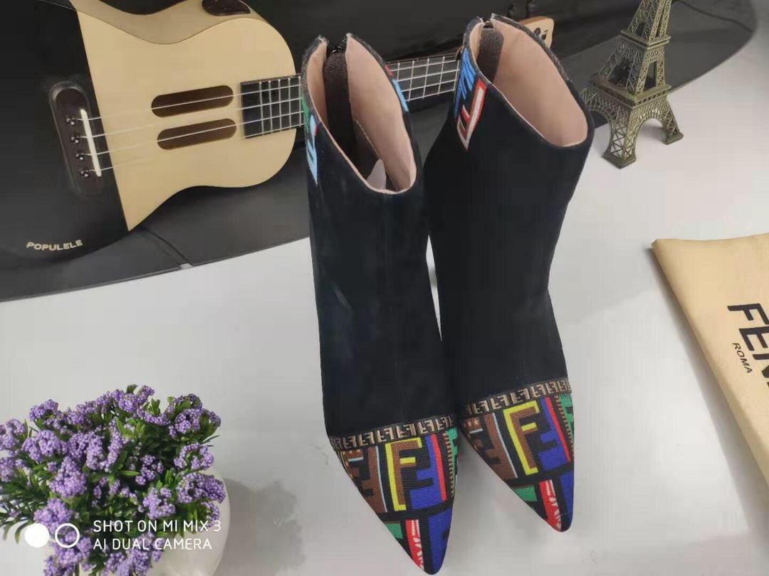 Fendi Boots Designger Fendi Short Shoes Women 81902 Black and Mutlicolor