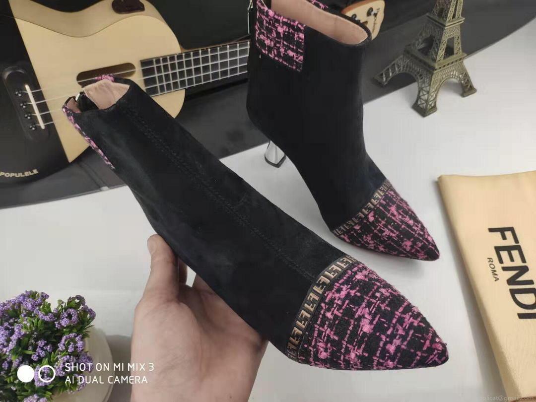 Fendi Boots Designger Fendi Short Shoes Women 81902 Black and Plum