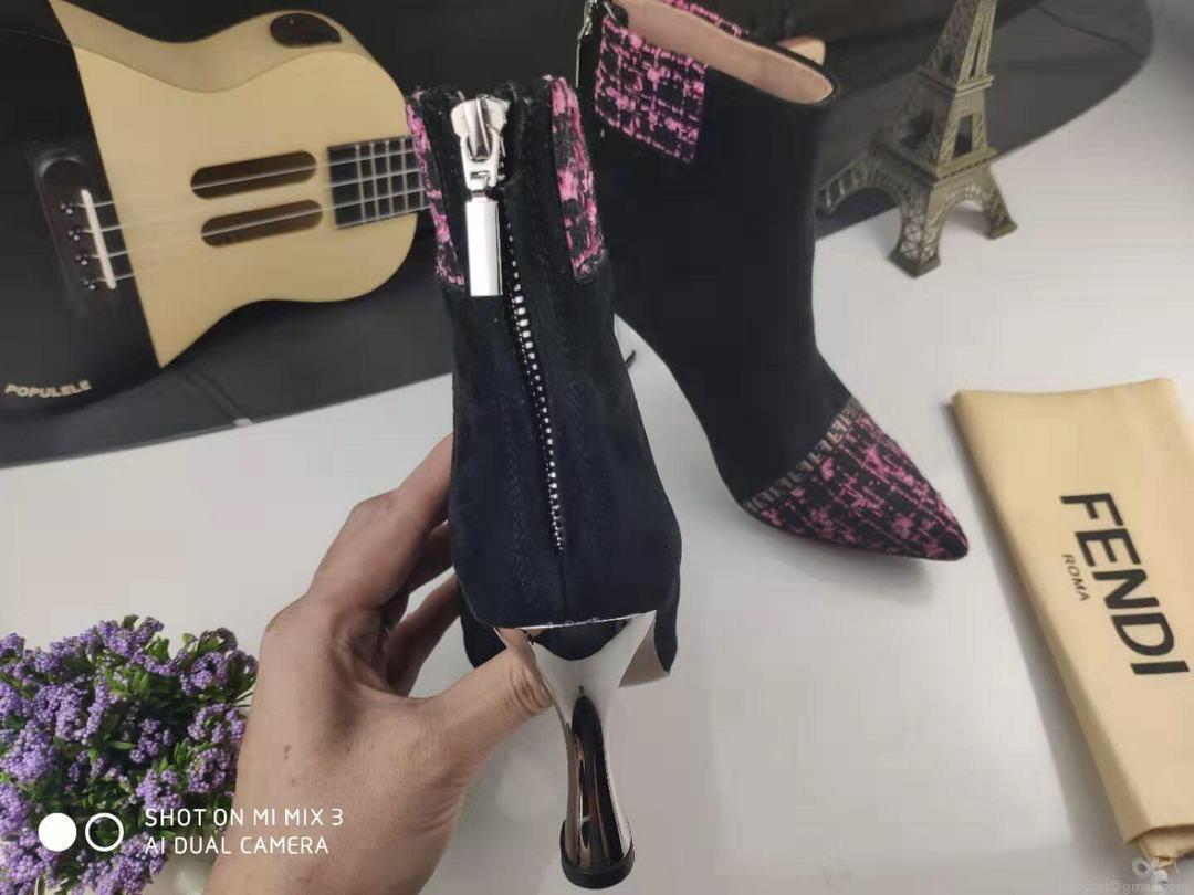 Fendi Boots Designger Fendi Short Shoes Women 81902 Black and Plum