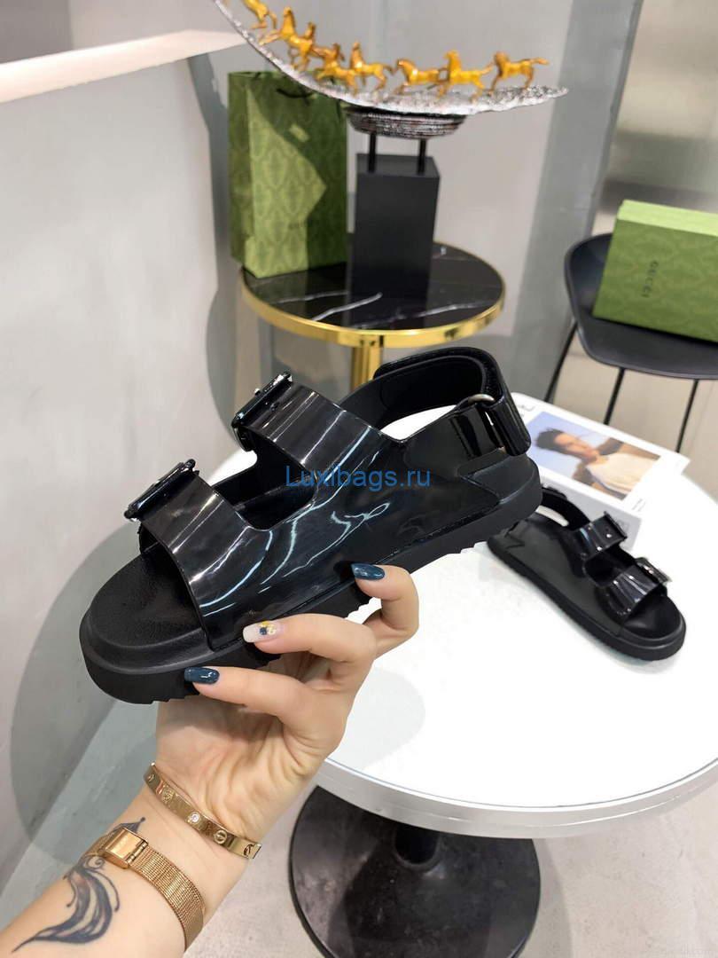 Gucci 660243 Women’s Sandal With Mini Double G Rubber Black