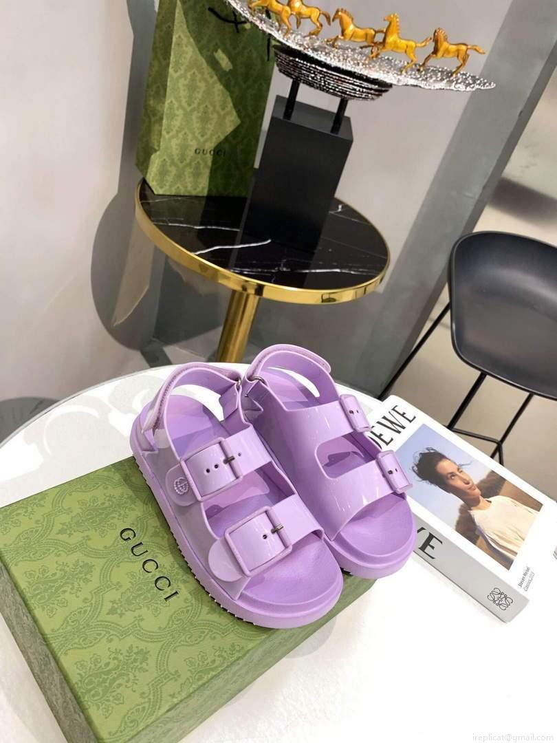 Gucci 660243 Women’s Sandal With Mini Double G Rubber Lilac