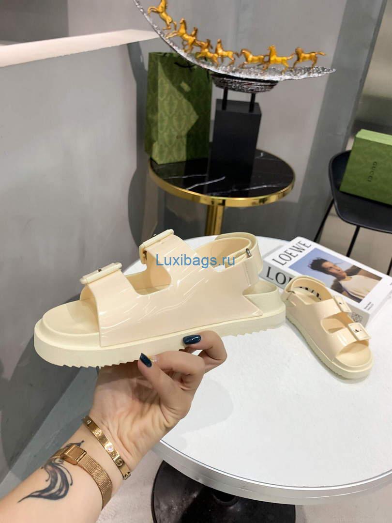 Gucci 660243 Women’s Sandal With Mini Double G Rubber Off-White