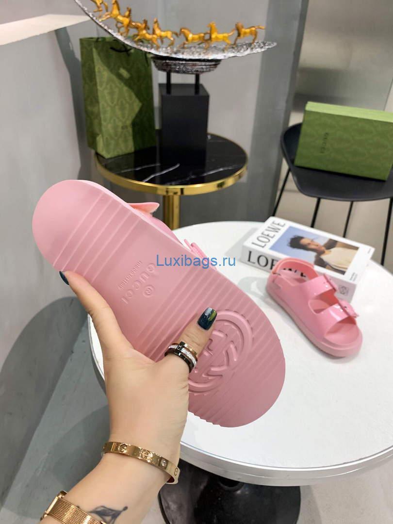 Gucci 660243 Women’s Sandal With Mini Double G Rubber Pink