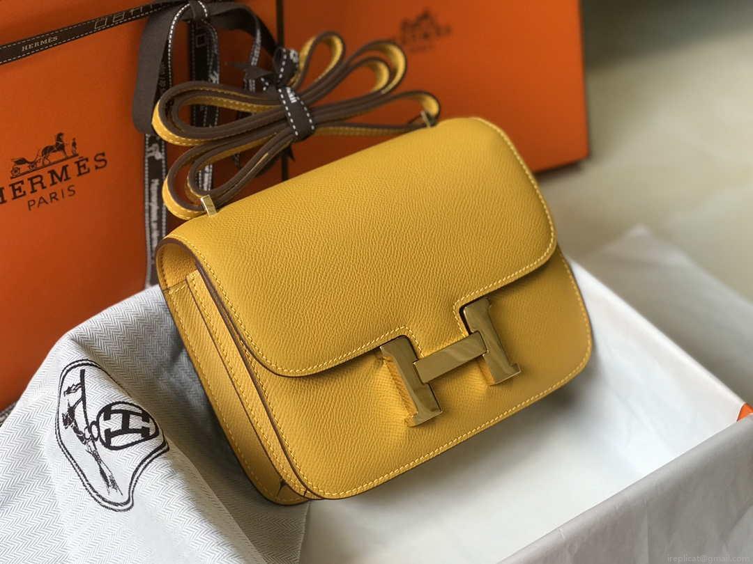 Hermes Constance Cross Body Bag Epsom Leather Gold H28413