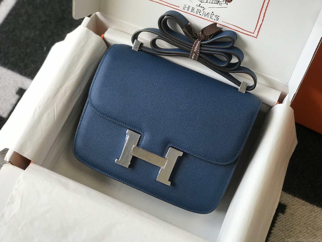 Hermes Constance Shoulder Bags Epsom Leather Silver H28417