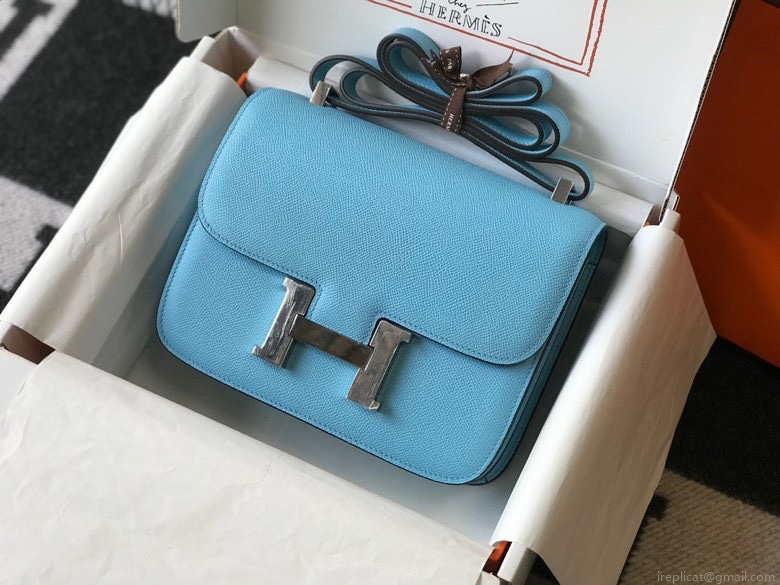 Hermes Constance Shoulder Bags Epsom Leather Silver H28418