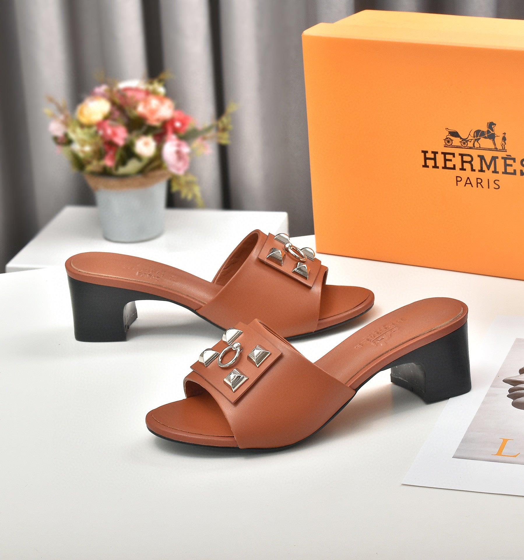 Hermes Women Shoes Designer Hermes Slippers Heel 60mm H70034