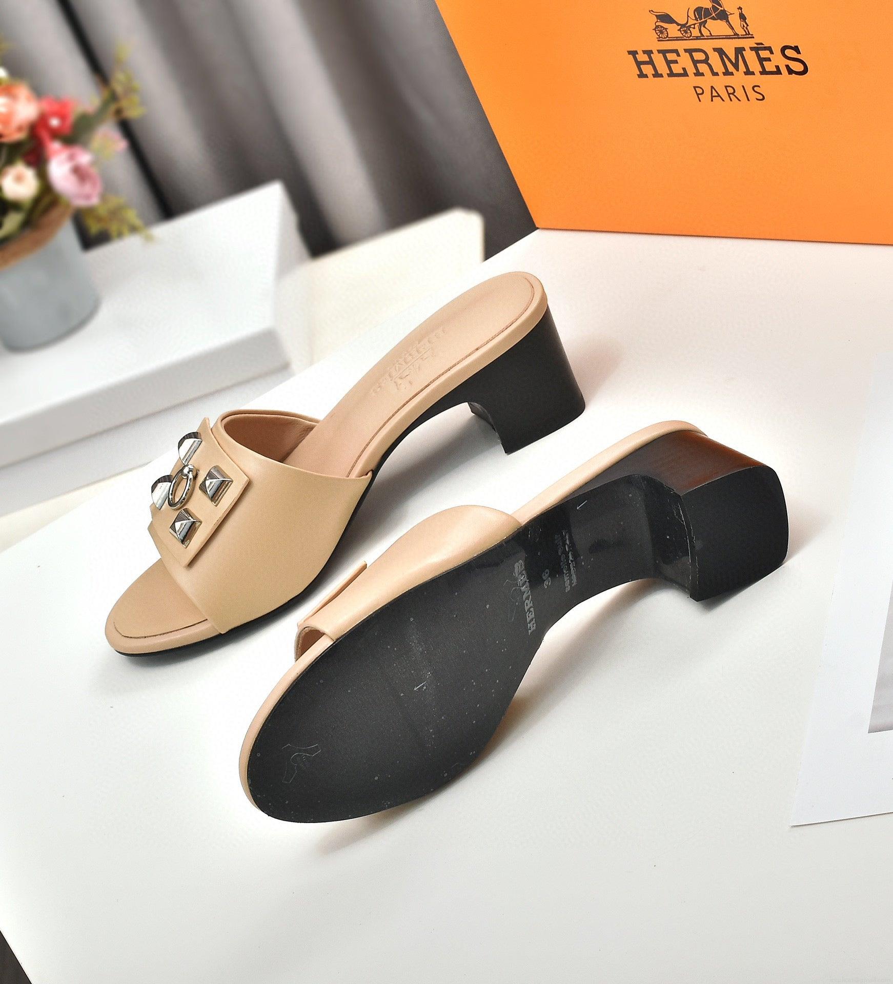 Hermes Women Shoes Designer Hermes Slippers Heel 60mm H70038