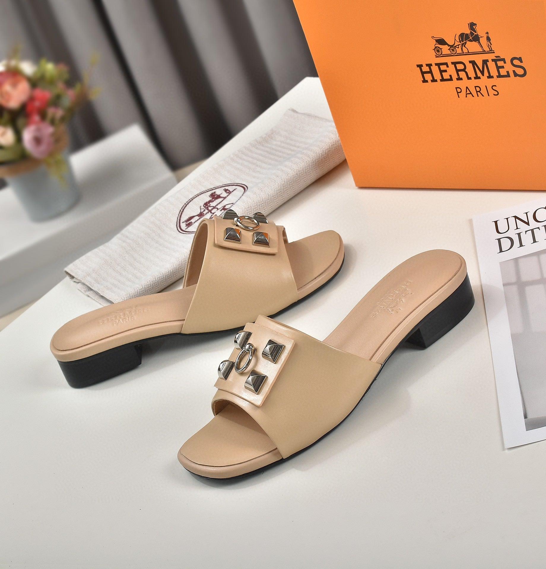 Hermes Women Shoes Designer Hermes Slippers Heel 60mm V80083