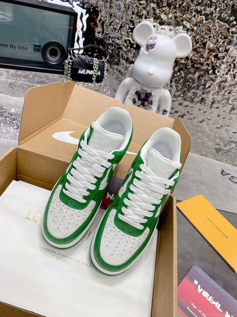 Louis Vuitton Nike Air Force 1 Low By Virgil Abloh White Green 1AC58D Women Men’s M601034