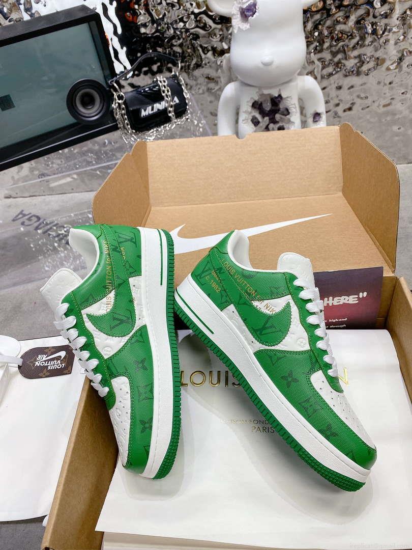 Louis Vuitton Nike Air Force 1 Low By Virgil Abloh White Green 1AC58D Women Men’s M601034
