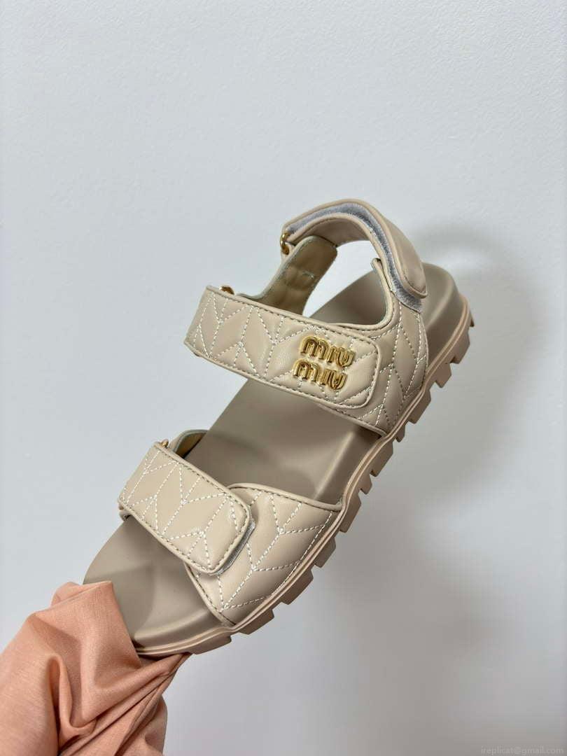 MiuMiu 5X135E Women’s Sporty matelassé nappa leather sandals Miu8003