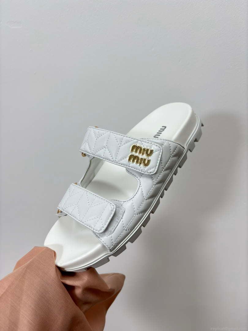 MiuMiu 5X135E Women’s Sporty matelassé nappa leather sandals Miu8007