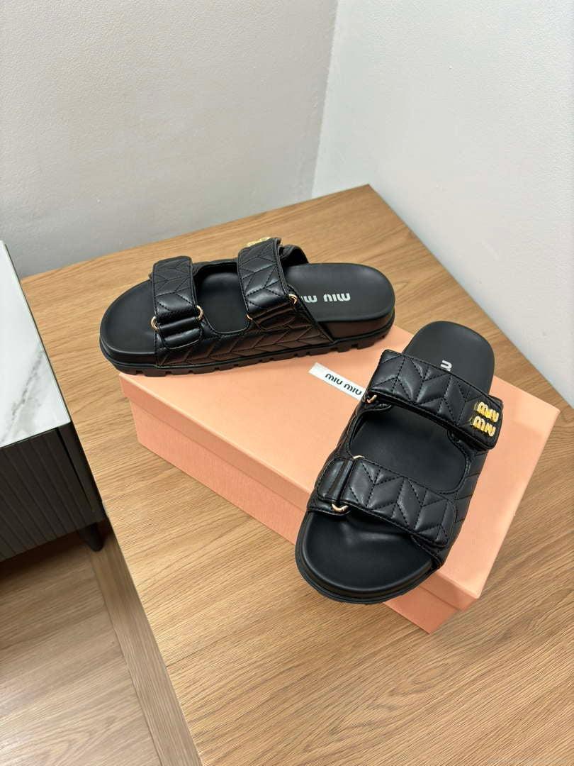 MiuMiu 5X135E Women’s Sporty matelassé nappa leather sandals Miu8008