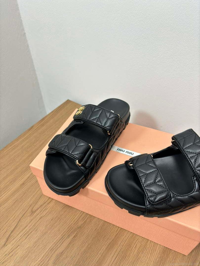 MiuMiu 5X135E Women’s Sporty matelassé nappa leather sandals Miu8008