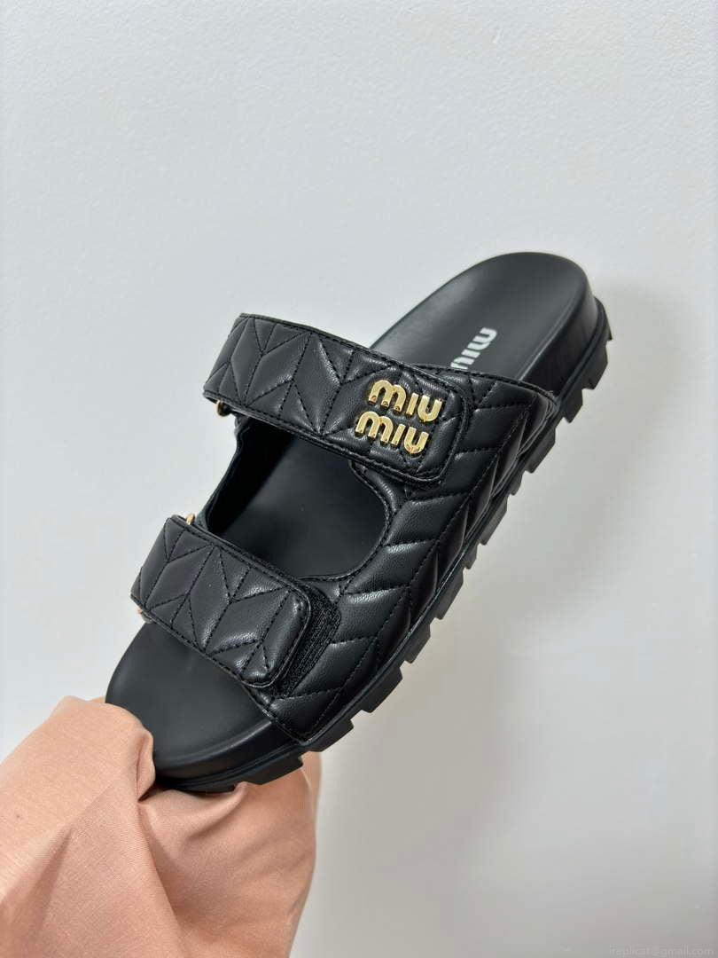 MiuMiu 5X135E Women’s Sporty matelassé nappa leather sandals Miu8008