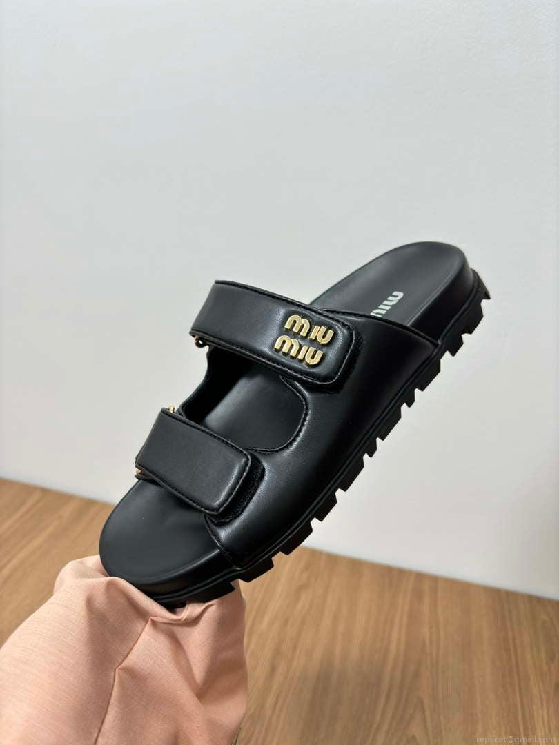 MiuMiu 5X135E Women’s Sporty matelassé nappa leather sandals Miu80014