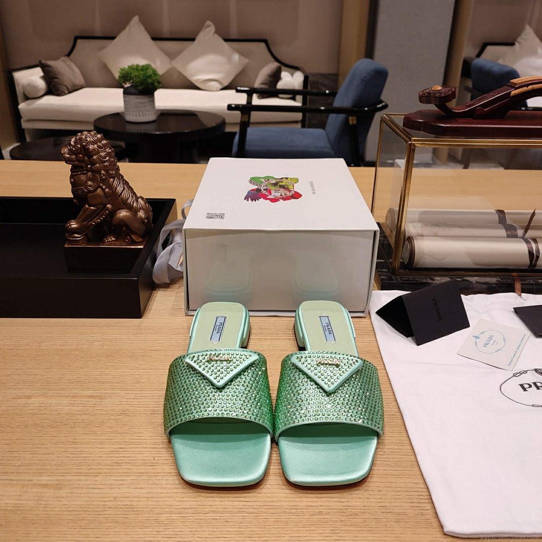 Prada 1XX608 Satin slides with crystals P78534