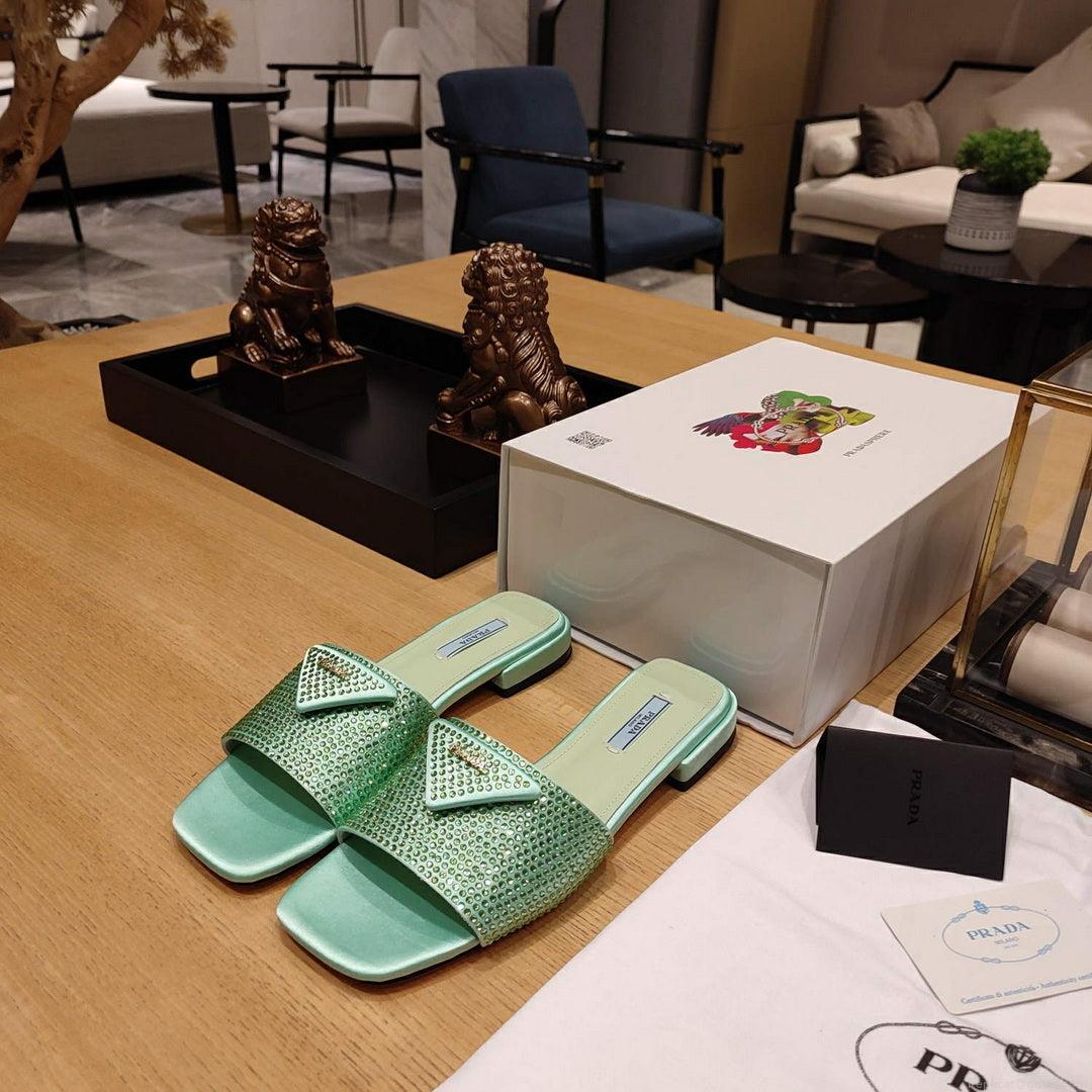 Prada 1XX608 Satin slides with crystals P78534