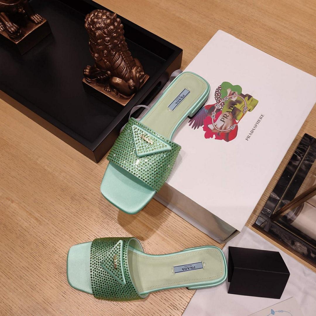 Prada 1XX608 Satin slides with crystals P78534