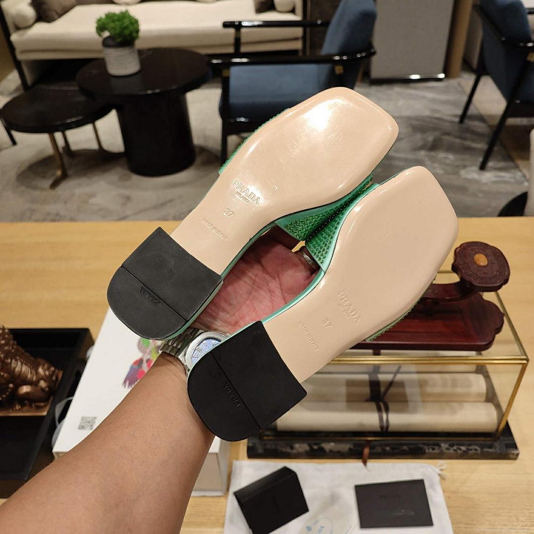 Prada 1XX608 Satin slides with crystals P78534