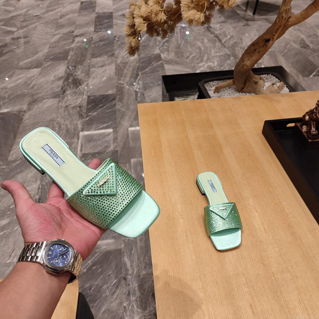 Prada 1XX608 Satin slides with crystals P78534