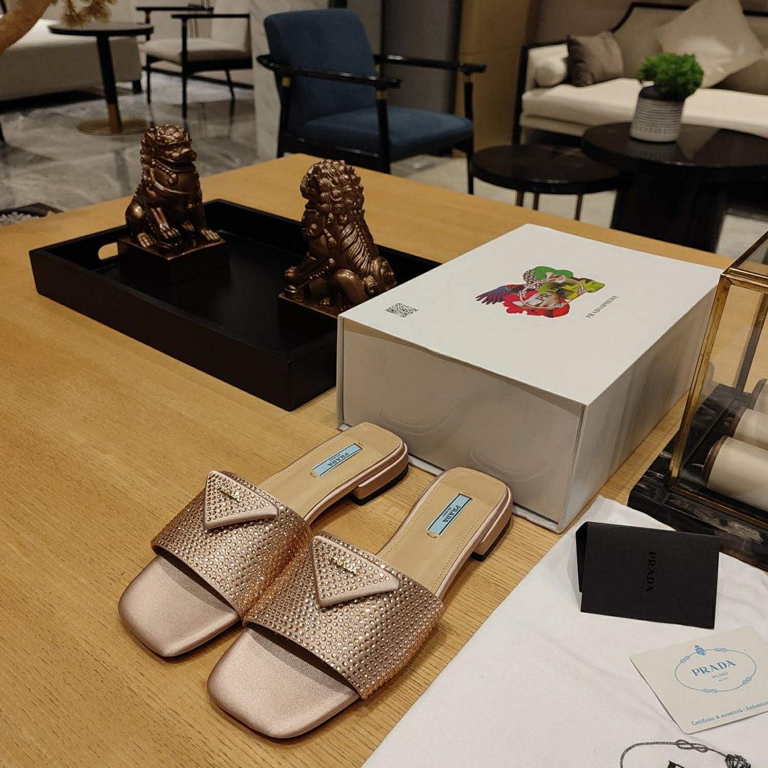 Prada 1XX608 Satin slides with crystals P78535