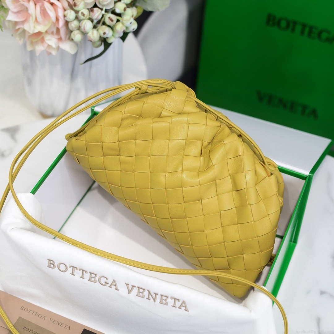 BV 585852 Bottega Veneta Mini Pouch intrecciato leather clutch with strap Yellow