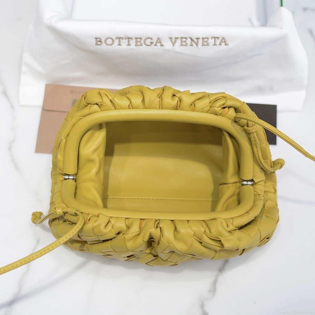 BV 585852 Bottega Veneta Mini Pouch intrecciato leather clutch with strap Yellow