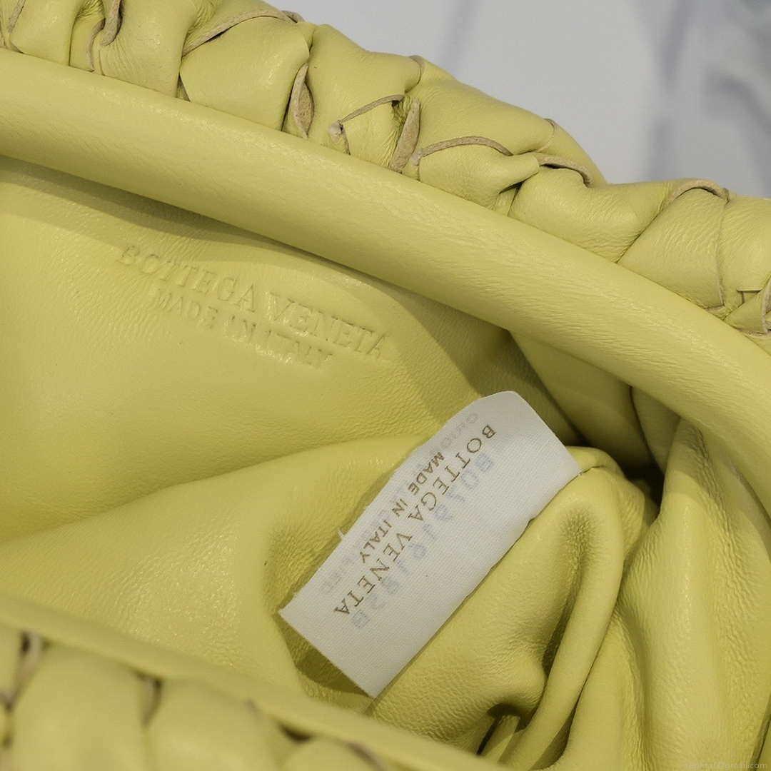 BV 585852 Bottega Veneta Mini Pouch intrecciato leather clutch with strap Light Yellow