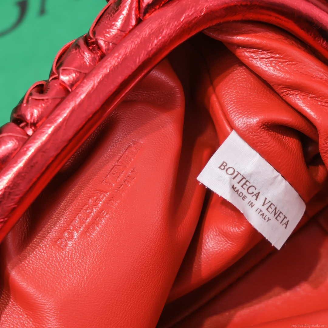BV 585852 Bottega Veneta Mini Pouch Buckskin leather clutch with strap metallic Red