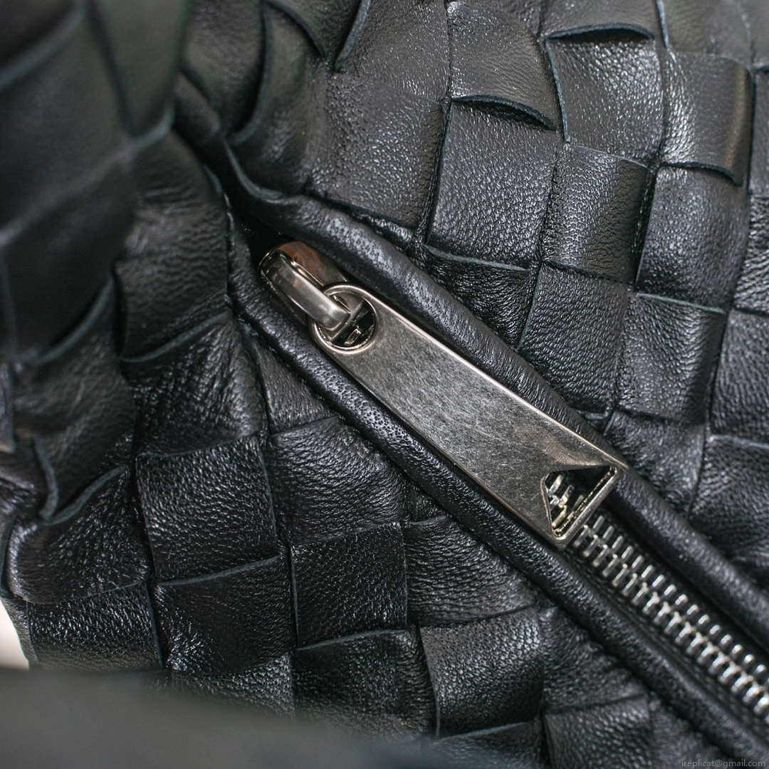 Bottega Veneta BV 690225 Teen Jodie intrecciato leather shoulder bag Black