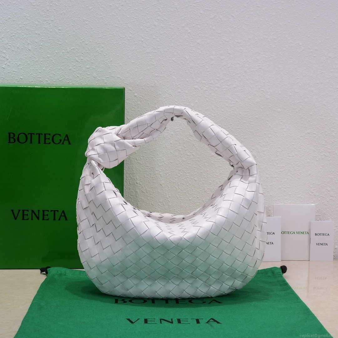 Bottega Veneta BV 690225 Teen Jodie intrecciato leather shoulder bag White
