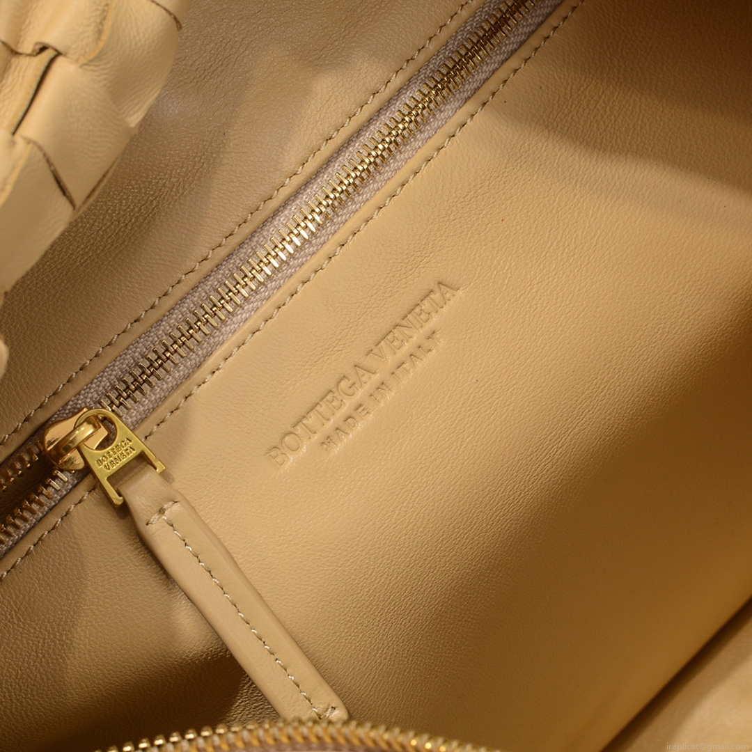 Bottega Veneta BV 690225 Teen Jodie intrecciato leather shoulder bag Apricot